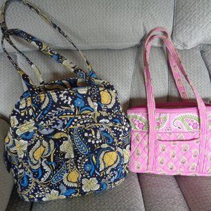 Vera Bradley Ellie Blue Satchel  Bermuda Pink Pink
